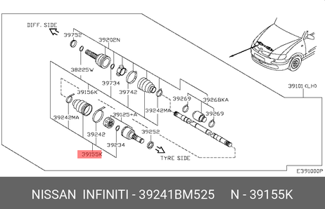 Nissan 39241-BM525 Пыльник ШРУСа