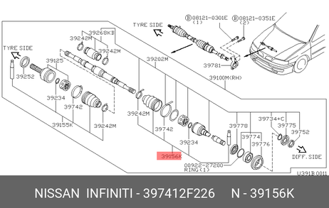 фото Nissan 39741-2F226 Пыльник ШРУСа Nissan 39741-2F226 Пыльник ШРУСа