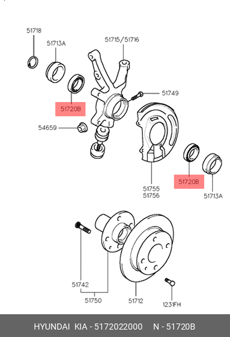 фото Hyundai/Kia 51720-22000 Комплект подшипника ступицы колеса | перед | ( 5172021100 ) Hyundai/Kia 51720-22000 Комплект подшипника ступицы колеса | перед | ( 5172021100 )