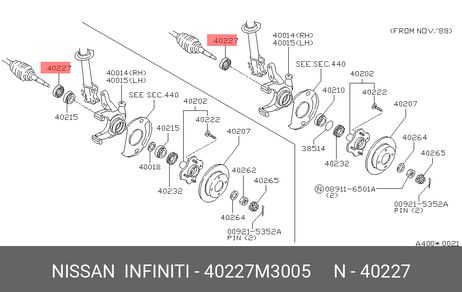 фото Nissan 40227-M3005 Комплект подшипника ступицы колеса Nissan 40227-M3005 Комплект подшипника ступицы колеса