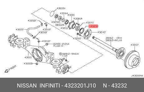 фото Nissan 43232-01J10 Комплект подшипника ступицы колеса | зад | Nissan 43232-01J10 Комплект подшипника ступицы колеса | зад |