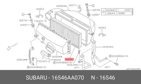 фото Subaru 16546AA070 Фильтр воздушный Subaru 16546AA070 Фильтр воздушный