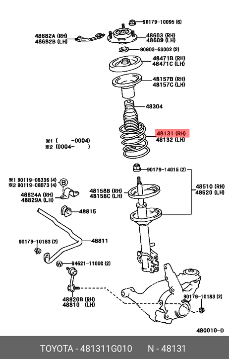 фото Toyota 48131-1G010 Пружина ходовой части | перед | Toyota 48131-1G010 Пружина ходовой части | перед |