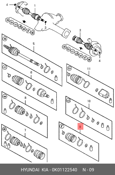 фото Hyundai/Kia 0K01122540 Пыльник шруса вала колеса Hyundai/Kia 0K01122540 Пыльник шруса вала колеса