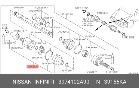 фото Nissan 39741-02A90 Пыльник ШРУСа Nissan 39741-02A90 Пыльник ШРУСа