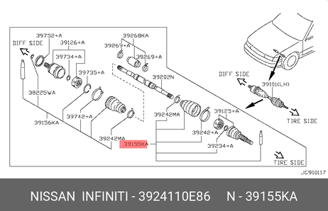 фото Nissan 39241-10E86 Пыльник ШРУСа Nissan 39241-10E86 Пыльник ШРУСа