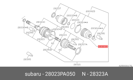 фото Subaru 28023PA050 Пыльник ШРУСа Subaru 28023PA050 Пыльник ШРУСа