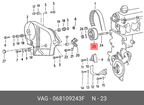 фото VAG 068109243F Ролик натяжной ГРМ VAG 068109243F Ролик натяжной ГРМ