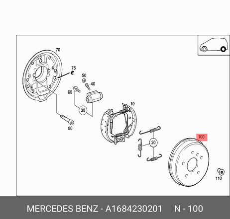 фото Mercedes A1684230201 Барабан тормозной Mercedes A1684230201 Барабан тормозной