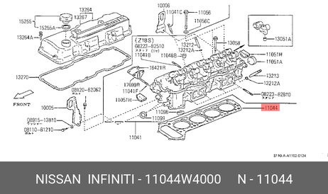 фото Nissan 11044-W4000 Прокладка головки блока цилиндров Nissan 11044-W4000 Прокладка головки блока цилиндров