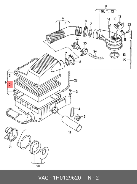 фото VAG 1H0129620 Фильтр воздушный VAG 1H0129620 Фильтр воздушный