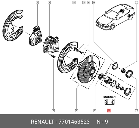 фото Renault 7701463523 Комплект подшипника ступицы колеса | зад лев | Renault 7701463523 Комплект подшипника ступицы колеса | зад лев |