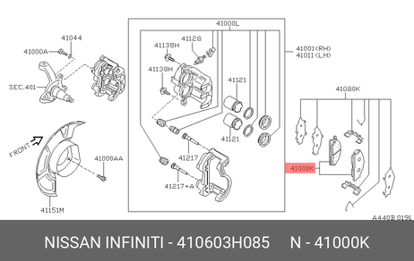 фото Nissan 41060-3H085 Колодки тормозные дисковые | перед | Nissan 41060-3H085 Колодки тормозные дисковые | перед |