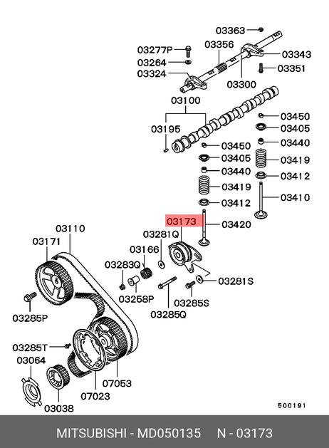 Mitsubishi MD050135 Ролик натяжной ремня ГРМ