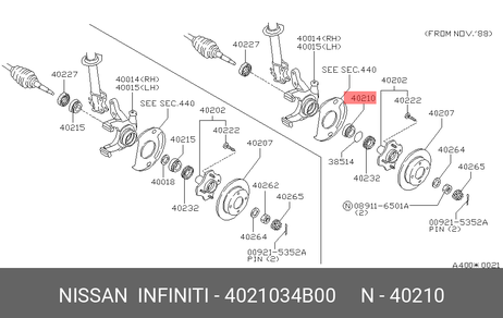 фото Nissan 40210-34B00 Комплект подшипника ступицы колеса | перед | Nissan 40210-34B00 Комплект подшипника ступицы колеса | перед |