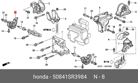 фото Honda 50841-SR3-984 Подушка двигателя передняя правая | перед прав | Honda 50841-SR3-984 Подушка двигателя передняя правая | перед прав |