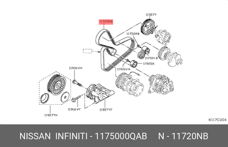 фото Nissan 11750-00QAB Натяжитель ремня ГРМ Nissan 11750-00QAB Натяжитель ремня ГРМ