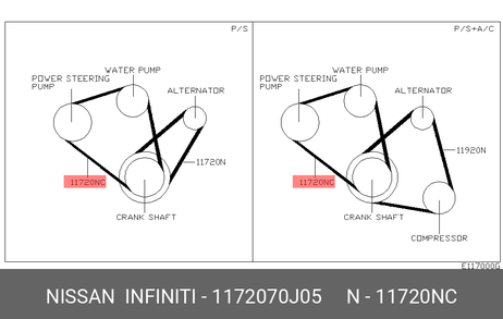 фото Nissan 11720-70J05 Ремень поликлиновый 4pk825 Nissan 11720-70J05 Ремень поликлиновый 4pk825