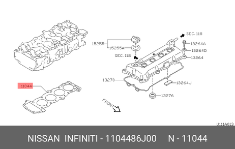 фото Nissan 11044-86J00 Прокладка головки блока цилиндров Nissan 11044-86J00 Прокладка головки блока цилиндров
