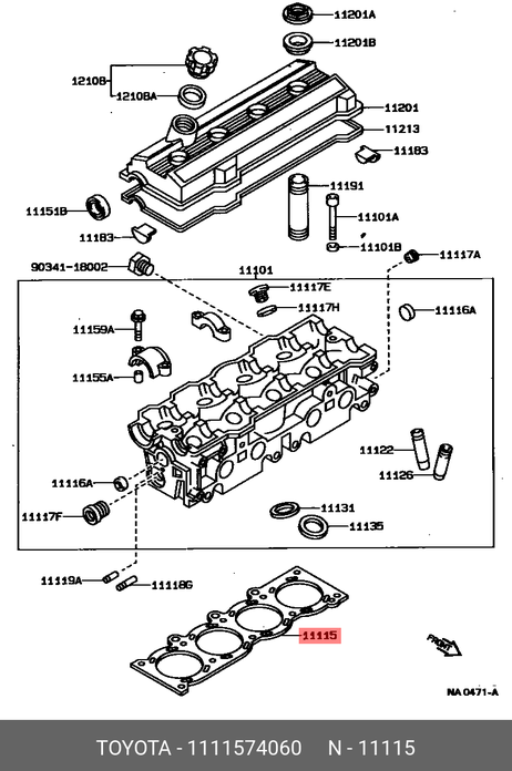 фото Toyota 11115-74060 Прокладка головки блока цилиндров Toyota 11115-74060 Прокладка головки блока цилиндров