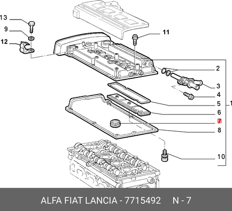 фото Fiat/Alfa/Lancia 7715492 Прокладка крышки клапанов Fiat/Alfa/Lancia 7715492 Прокладка крышки клапанов