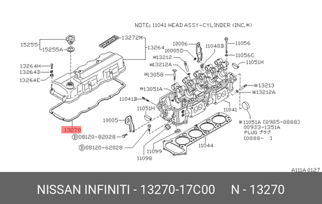фото Nissan 13270-17C00 Прокладка крышки клапанов Nissan 13270-17C00 Прокладка крышки клапанов