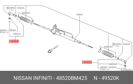 фото Nissan 48520-BM425 Наконечник рулевой тяги | прав/лев | Nissan 48520-BM425 Наконечник рулевой тяги | прав/лев |