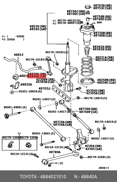 фото Toyota 48840-21010 Стойка стабилизатора | зад лев | Toyota 48840-21010 Стойка стабилизатора | зад лев |