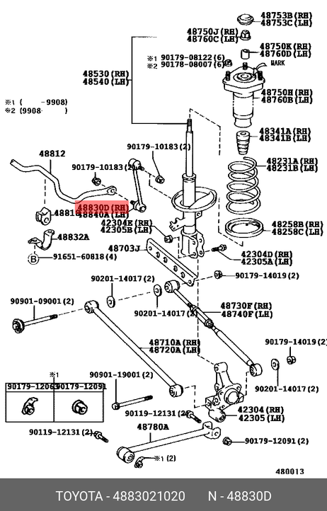 фото Toyota 48830-21020 Стойка стабилизатора | зад прав | Toyota 48830-21020 Стойка стабилизатора | зад прав |