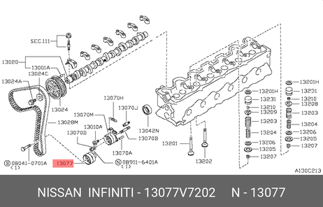 фото Nissan 13077-V7202 Ролик обводной ремня ГРМ Nissan 13077-V7202 Ролик обводной ремня ГРМ