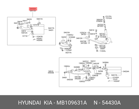фото Hyundai/Kia MB109631A Рычаг подвески | перед прав | Hyundai/Kia MB109631A Рычаг подвески | перед прав |