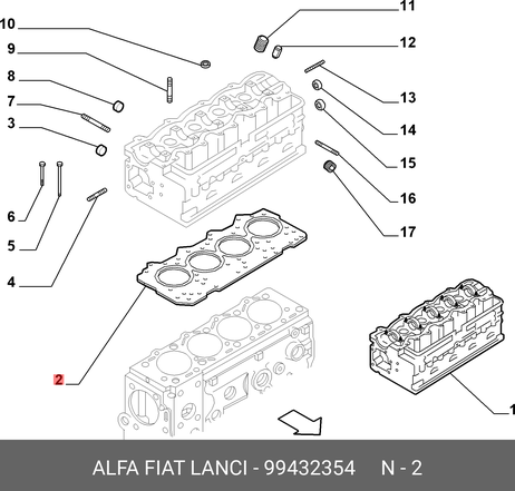 фото Fiat/Alfa/Lancia 99432354 Прокладка головки блока цилиндров Fiat/Alfa/Lancia 99432354 Прокладка головки блока цилиндров