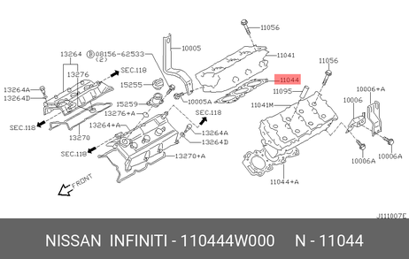 фото Nissan 11044-4W000 Прокладка головки блока цилиндров Nissan 11044-4W000 Прокладка головки блока цилиндров