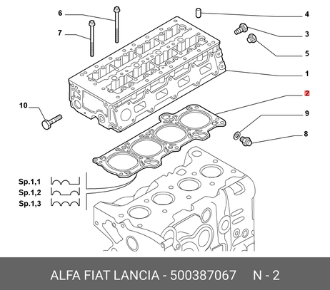 фото Fiat/Alfa/Lancia 500387067 Прокладка головки блока цилиндров Fiat/Alfa/Lancia 500387067 Прокладка головки блока цилиндров