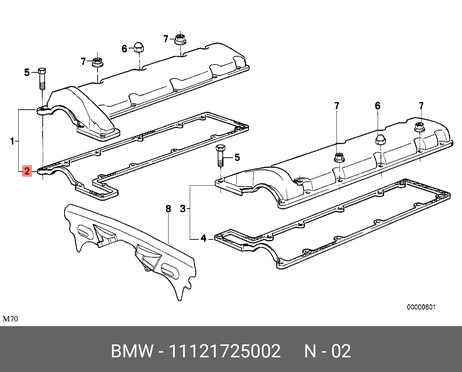 фото BMW 11 12 1 725 002 Прокладка крышки клапанов BMW 11 12 1 725 002 Прокладка крышки клапанов