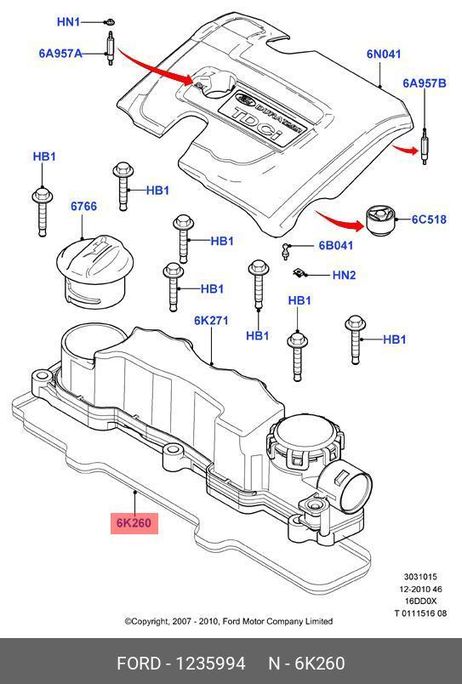 фото Ford 1235994 Прокладка крышки клапанов Ford 1235994 Прокладка крышки клапанов