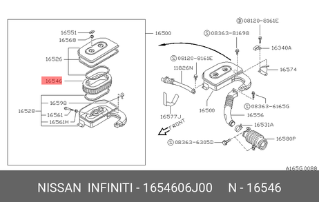 Nissan 16546-06J00 Фильтр воздушный