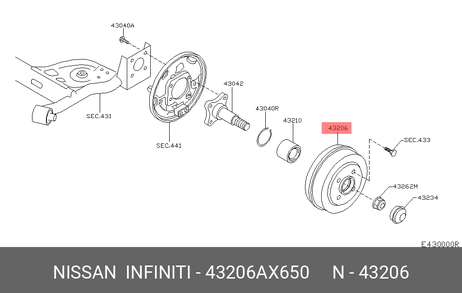 фото Nissan 43206-AX650 Барабан тормозной Nissan 43206-AX650 Барабан тормозной