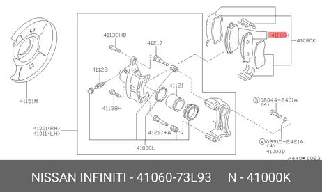 Nissan 41060-73L93 Колодки тормозные дисковые | перед |