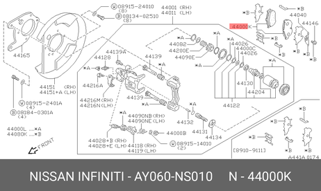 фото Nissan AY060-NS010 Колодки тормозные дисковые | зад | Nissan AY060-NS010 Колодки тормозные дисковые | зад |