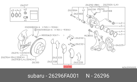 фото Subaru 26296FA001 Колодки тормозные дисковые | перед | Subaru 26296FA001 Колодки тормозные дисковые | перед |