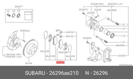 фото Subaru 26296AE210 Колодки тормозные дисковые | перед | Subaru 26296AE210 Колодки тормозные дисковые | перед |