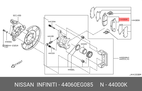 Nissan 44060-EG085 Колодки тормозные дисковые | зад |
