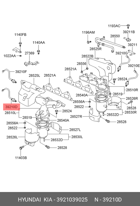 фото Hyundai/Kia 3921039025 Кислородный датчик двигателя Hyundai/Kia 3921039025 Кислородный датчик двигателя