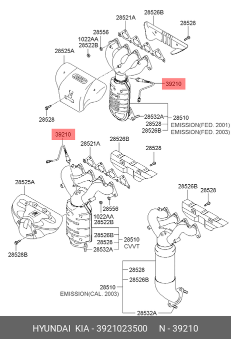 фото Hyundai/Kia 3921023500 Датчик кислородный (лямбда-зонд) hyundai Elantra III (00-06) Hyundai/Kia 3921023500 Датчик кислородный (лямбда-зонд) hyundai Elantra III (00-06)