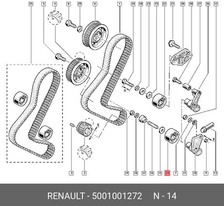 фото Renault 5001001272 Ролик натяжной ГРМ Renault 5001001272 Ролик натяжной ГРМ