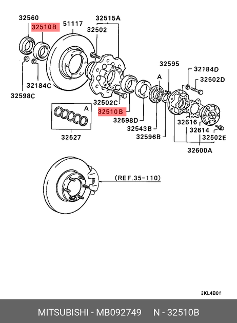 фото Mitsubishi MB092749 Подшипник ступицы колеса | перед | Mitsubishi MB092749 Подшипник ступицы колеса | перед |