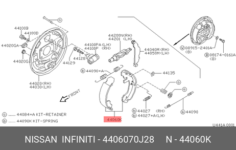 фото Nissan 44060-70J28 Колодки тормозные барабанные | зад | Nissan 44060-70J28 Колодки тормозные барабанные | зад |