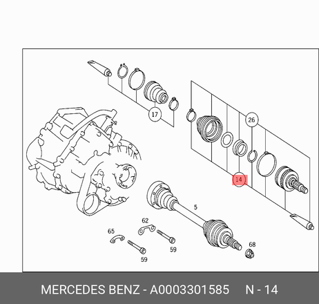 фото Mercedes A0003301585 Комплект шруса | перед прав | Mercedes A0003301585 Комплект шруса | перед прав |