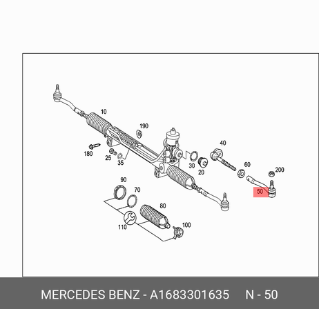 Mercedes A1683301635 Наконечник рулевой тяги | прав |